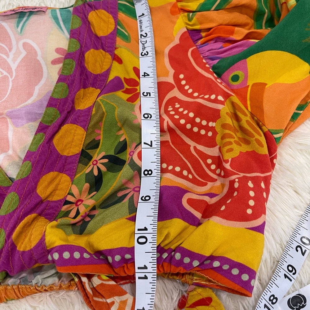 Vibrant Patchwork Blouse With Floral Accents - image 5